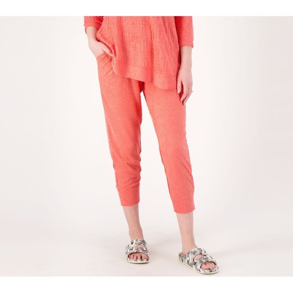 Wacoal Women's Pants Sz XL Textured Terry Cloth Pink A598812